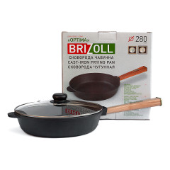 Чавунна сковорода Brizoll Optima 280х60 мм з кришкою