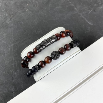 2B Rich Bracelet Sphere 8 mm, 19 cm Black-Red, 4010-0008