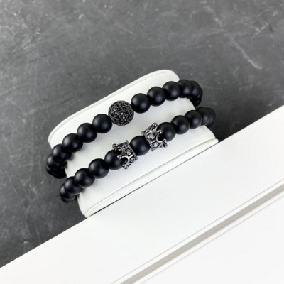 2B Rich Bracelet Sphere 8 mm, 19 cm All Black, 4010-0010