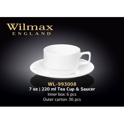 Чайная чашка и блюдце 220мл. Wilmax WL-993008, 993008, Wilmax