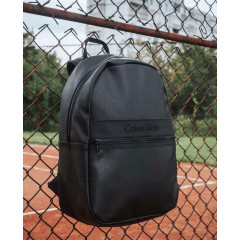 Рюкзак кожаный городской унисекс: мужской, женский портфель черный Calvin Klein Кельвин Кляйн