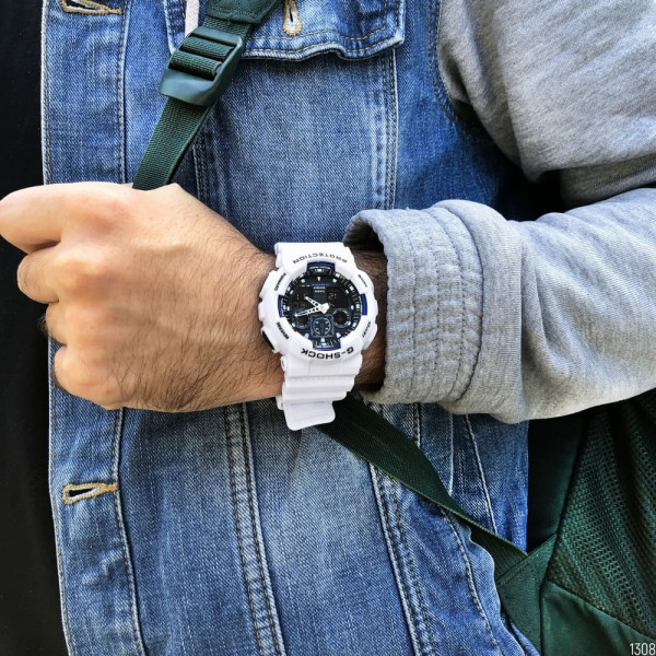 Casio G-Shock GA-100 White-Blue-Black