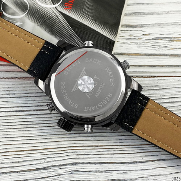AMST 3022P Black-Red Fluted Wristband