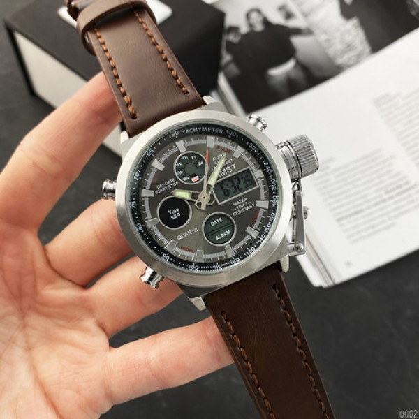 AMST 3003AC Silver-Black Brown Wristband