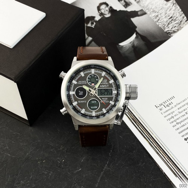 AMST 3003A Silver-Black-Brown Wristband
