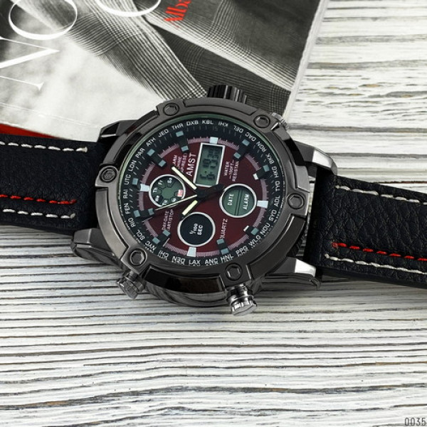 AMST 3022P Black-Red Fluted Wristband