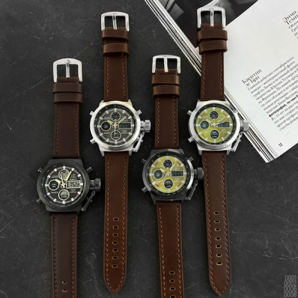 AMST 3003A Silver-Green-Brown Wristband