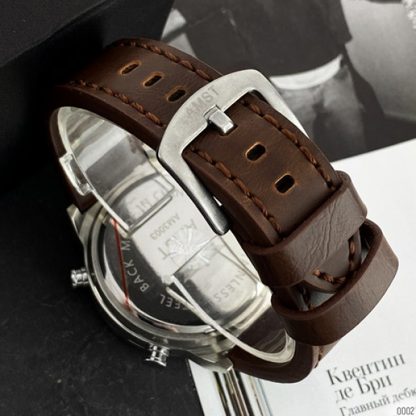 AMST 3003A Silver-Black-Brown Wristband