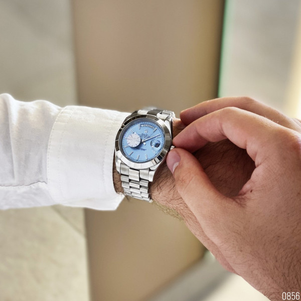 Rolex Day-Date Silver-Blue
