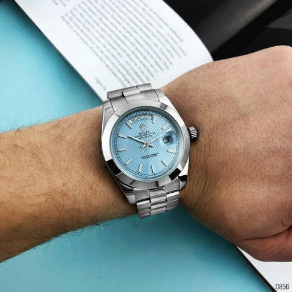 Rolex Day-Date Silver-Blue