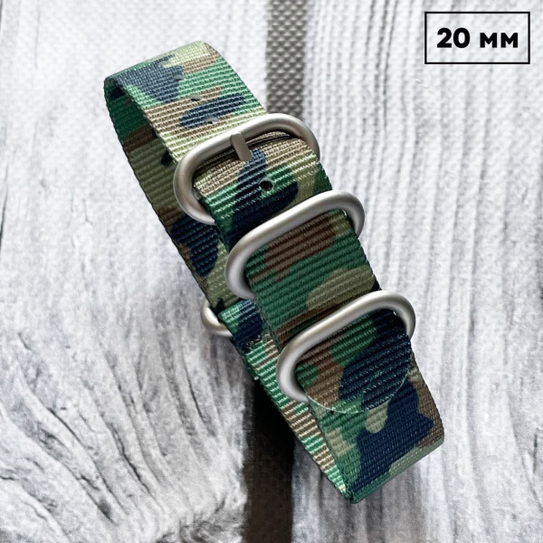 Ремінець для годинника Nato Camo Woodland 20 мм 1051-0472