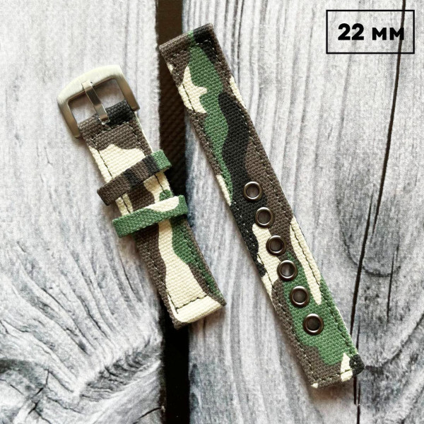 Ремінець для годинника подвійний Camo Multicam 22 мм